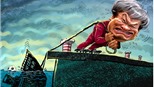 Biếm họa: Ông Hải "lơ" ì ạch kéo "con tàu đắm" Vicem Hải Phòng