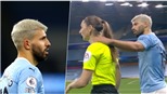 Aguero gây tranh cãi với hành động túm vai trọng tài nữ