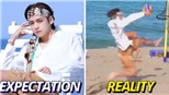 Chết cười V BTS chơi bóng chuyền mà như múa ballet