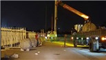 Di chuyển quả cầu xích trên SVĐ Mỹ Đình để cầu may cho tuyển Việt Nam